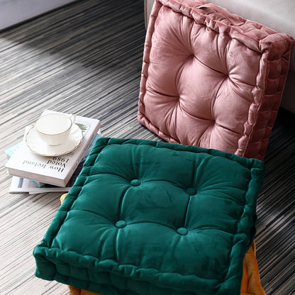 Square Flannel Floor Cushion Thickened Futon Meditation Mat Chair Seat Pad Bay Window Pillow for Entryways, Bedrooms and Living Spaces