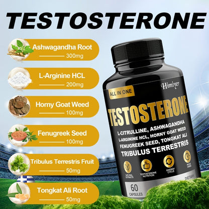 Male Testosterone Support Capsules with Maca Root, Epimedium, L-Citrulline & Ashwagandha, Men's Vitality