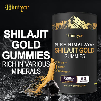 Pure Himalayan Shilajit Gummies with KSM-66 Ashwagandha, Ginseng & Gokshura, 85+ Trace Minerals, 75% Fulvic Acid