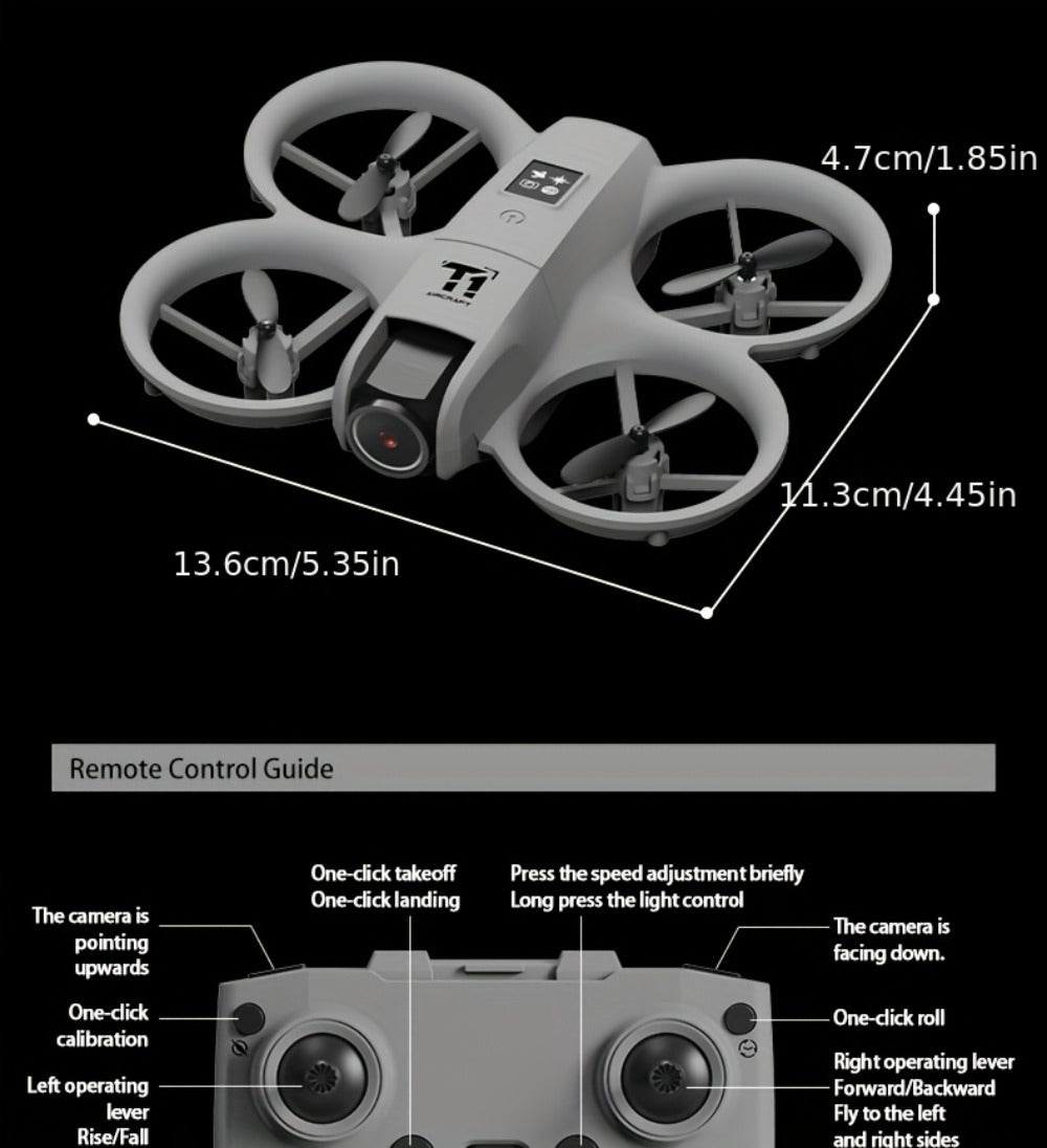 Mini 4K FPV Drone 180° Rotating Dual Camera Optical Flow Positioning Dual Batteries 360° Flip One-Key Takeoff Anti-Shake