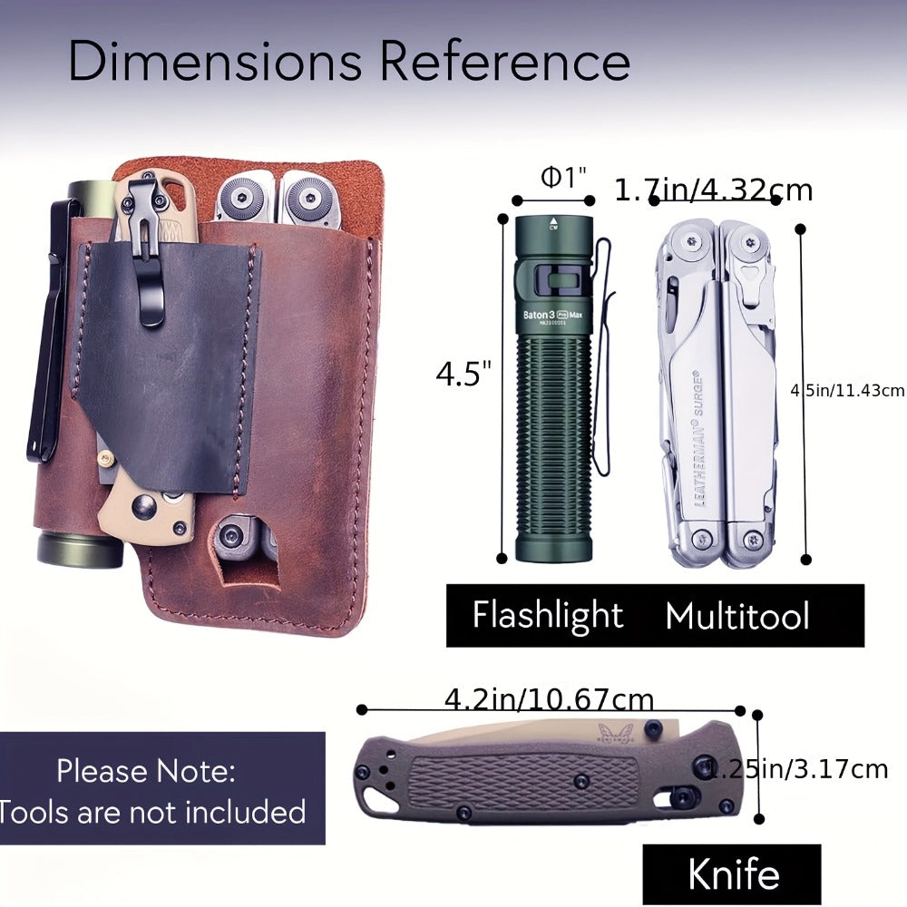 Multitool Belt Holster with Belt Clip & Loop, EDC Everyday Carry Organizer Sheath for Multi-Tools, Flashlight & Pen Holder, 4x5.5x1 Inch