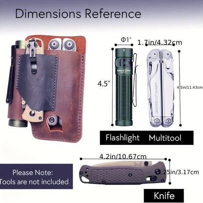 Multitool Belt Holster with Belt Clip & Loop, EDC Everyday Carry Organizer Sheath for Multi-Tools, Flashlight & Pen Holder, 4x5.5x1 Inch