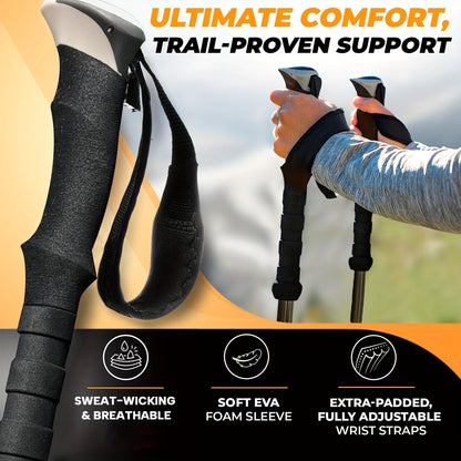 Lightweight Aluminum Trekking Poles 2pcs Telescopic Hiking Sticks Ultra Light Alloy Adjustable Walking Poles for Men Women Outdoor Hiking