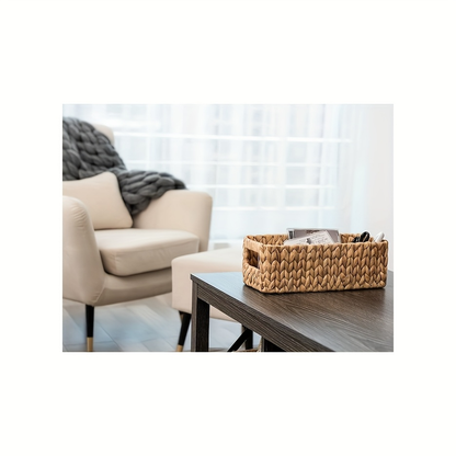 Storage Baskets, Seagrass and Water Hyacinth with Built-In Handles in Six Style Options with Material, Size and Pack Options for Shelf