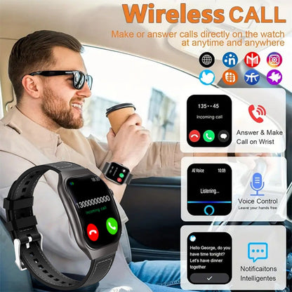 Smart Watch 2.01-Inch Curved Display with Music Control, Message Alerts and Slim Black Band