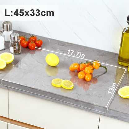 Cutting Board Acrylic Counter-Lip Surface in Black or Clear, Two Sizes and Standard or Thickened Options