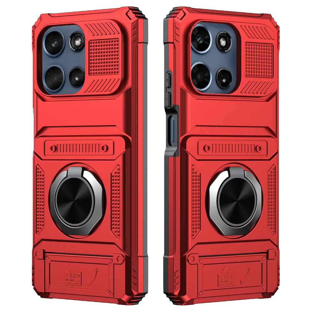 Phone Case Magnetic Metal Kickstand with layered Shell for Motorola Moto G 5G 2025 with Model-Specific Cutouts and Color Choices
