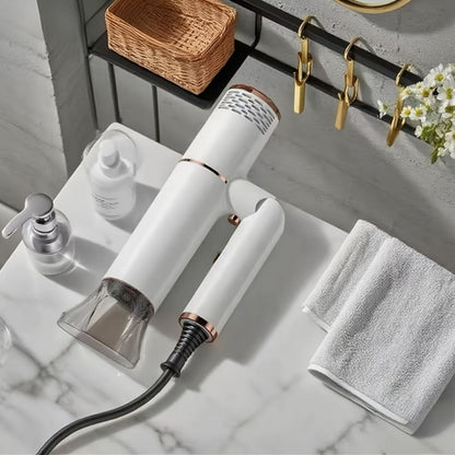 Foldable Hair Dryer with Storage Stand, Concentrator-Style Nozzle, Hot and Cold Air Labels and Four Colors