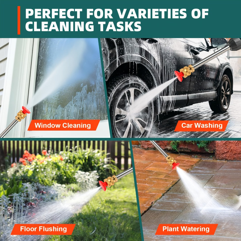 Car Pressure Washer with 500 PSI Listing, 6-in-1 Spray Nozzle, 5m Hose and One or Two Batteries