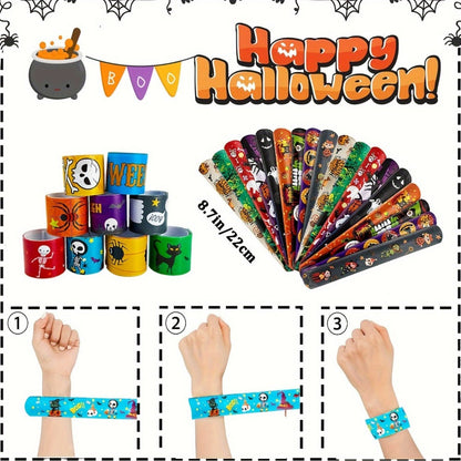 Halloween Slap Bracelets Bulk for Kids, 54/100PCS Halloween Party Favors for Boys & Girls, Spooky Bag Stuffers