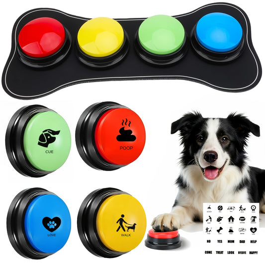 Dog Speech Training Buttons – Recordable Voice Communication Button, Teach Dogs to Express Needs & Commands
