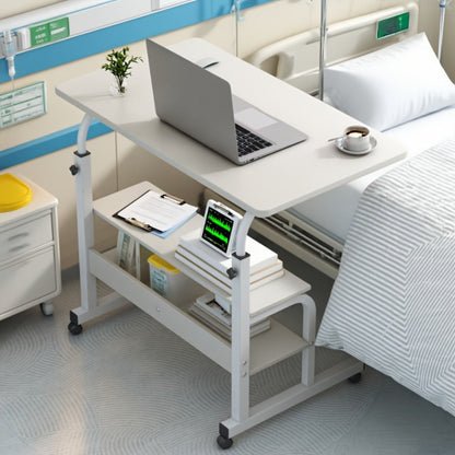 Adjustable Overbed Table with Rolling Shelf Frame and Six Color Checkout Options from Burlap to Deep Glacier