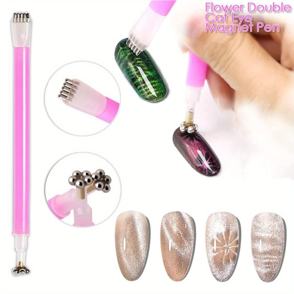 Cat Eye Gel Polish Kit 14Pcs Magnetic UV Nail Polish Set with Magnet Pen, 3D Shimmer Cat Eye Nail Art