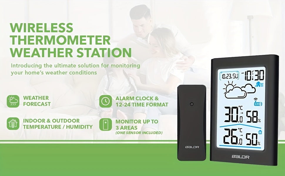 Home Weather Station | Wireless Indoor Outdoor Forecast Alarm Clock