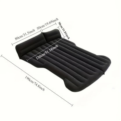 Inflatable Car Bed SUV Air Mattress – Flocked RV Camping Mattress 75"x51" with Storage Bag & Repair Kit | Black, Gray, Beige, Brown