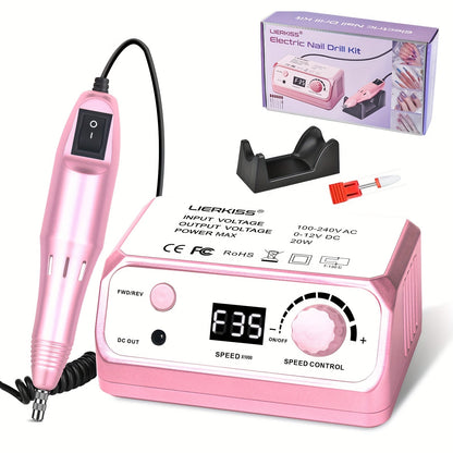 Nail Drill Kit 35000 RPM with 100 Sanding Bands Multiple Drill Bits Electric Nail File for Acrylic Gel Nails Manicure Pedicure Salon Home