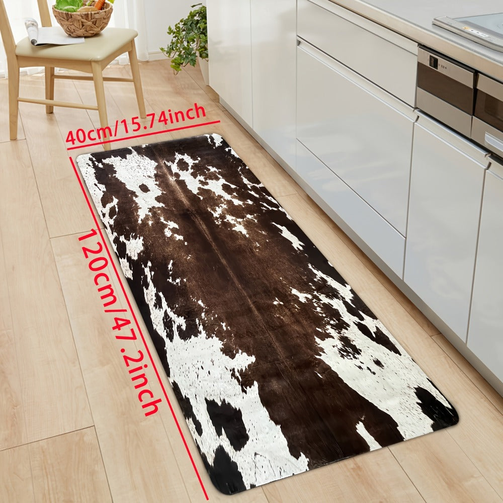 Cowhide Patterned Kitchen Mats Set of 2 for Home Cooking, Dining and Outdoor Meals, with the Listed Configuration