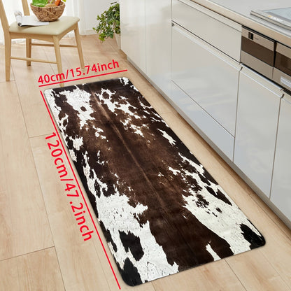 Cowhide Patterned Kitchen Mats Set of 2 for Home Cooking, Dining and Outdoor Meals, with the Listed Configuration