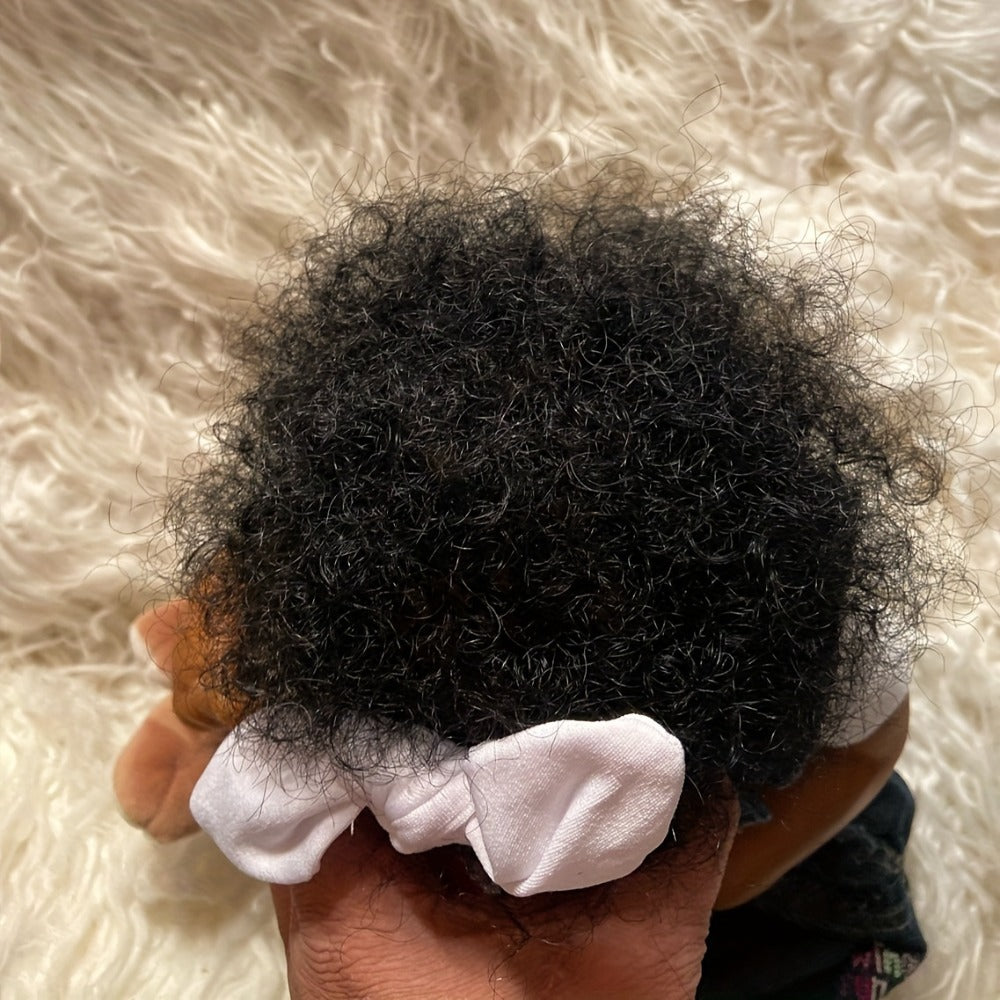 Reborn Baby Doll 19 Inch Curly Blue Hair with Sleeping Sounds Cloth Body & Lifelike Weight