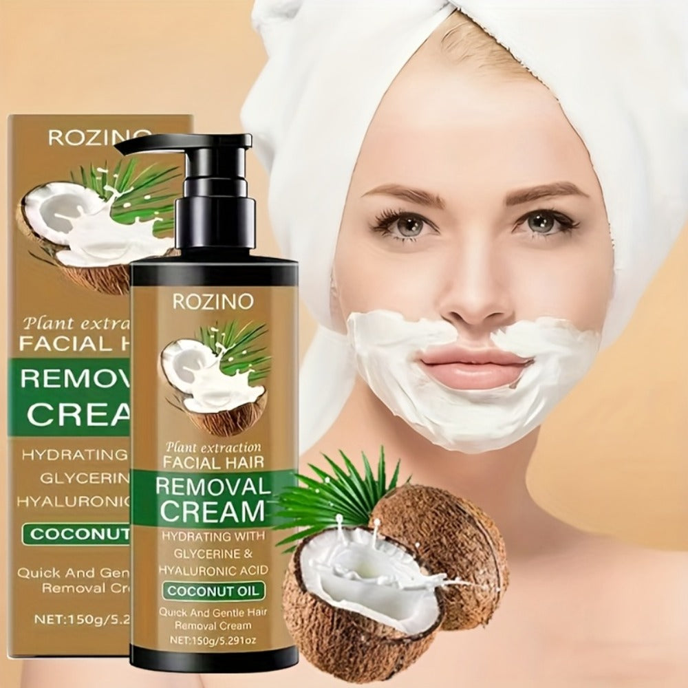 Hair Removal Cream ROZINO 150g Coconut Oil Pump Bottle with Carton for External Body Grooming