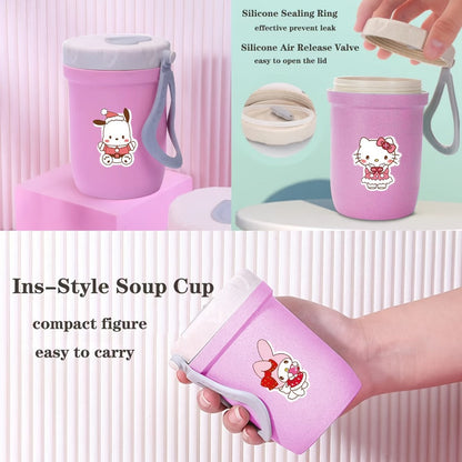 Sanrio Lunch Box Set 53pcs Bento Box with Thermal Bag Breakfast Cup Portable Sealed Compartment Microwave for Work Picnic School