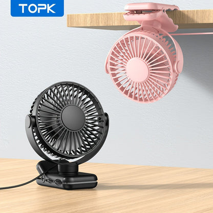 Clip on Fan USB Desk Fan, Brushless Motor Whisper Quiet Portable Mini Fan with Strong Clamp