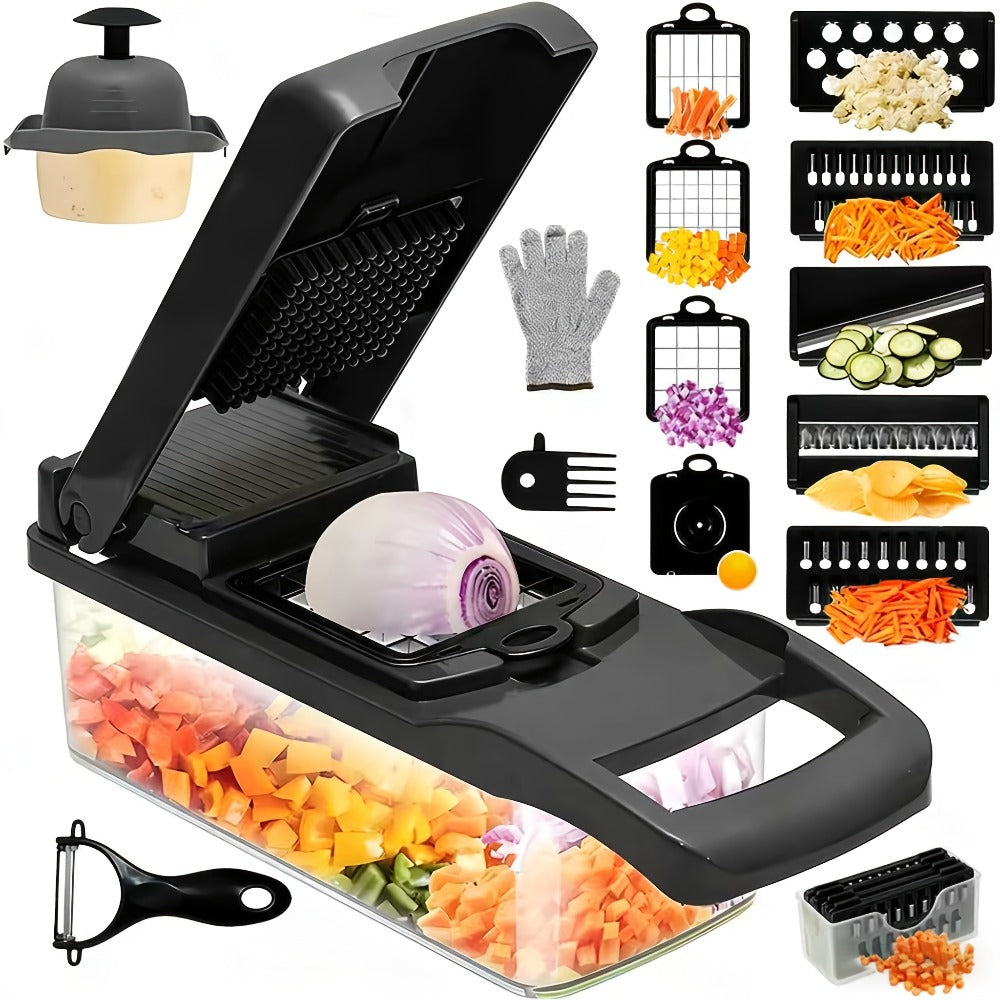 Vegetable Chopper 18-in-1 Upgraded Mandoline Slicer – Professional Onion Chopper Food Dicer Cutter with Container