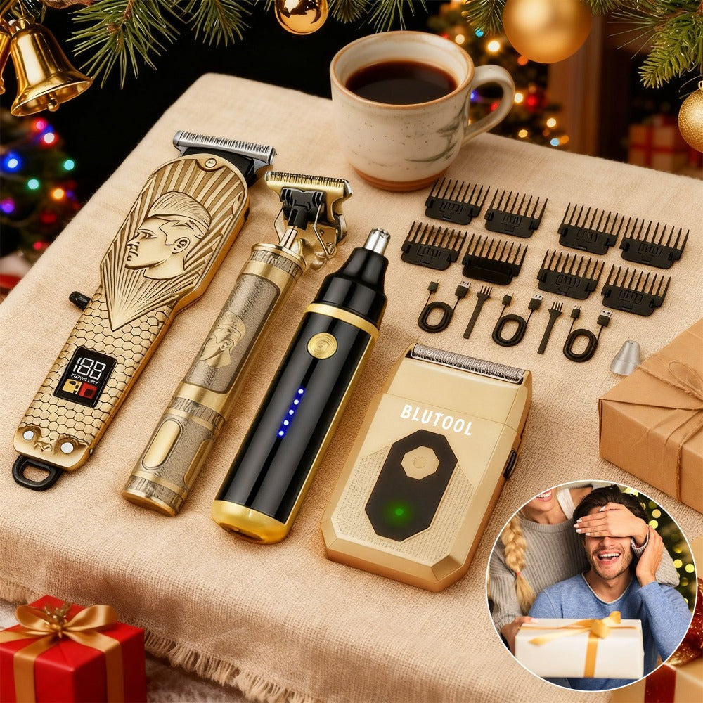 Men's Grooming Set 2 or 4 Piece - Cordless Electric Hair Clipper, T-Shaped Beard Trimmer, Nose Hair Trimmer & Electric Shaver