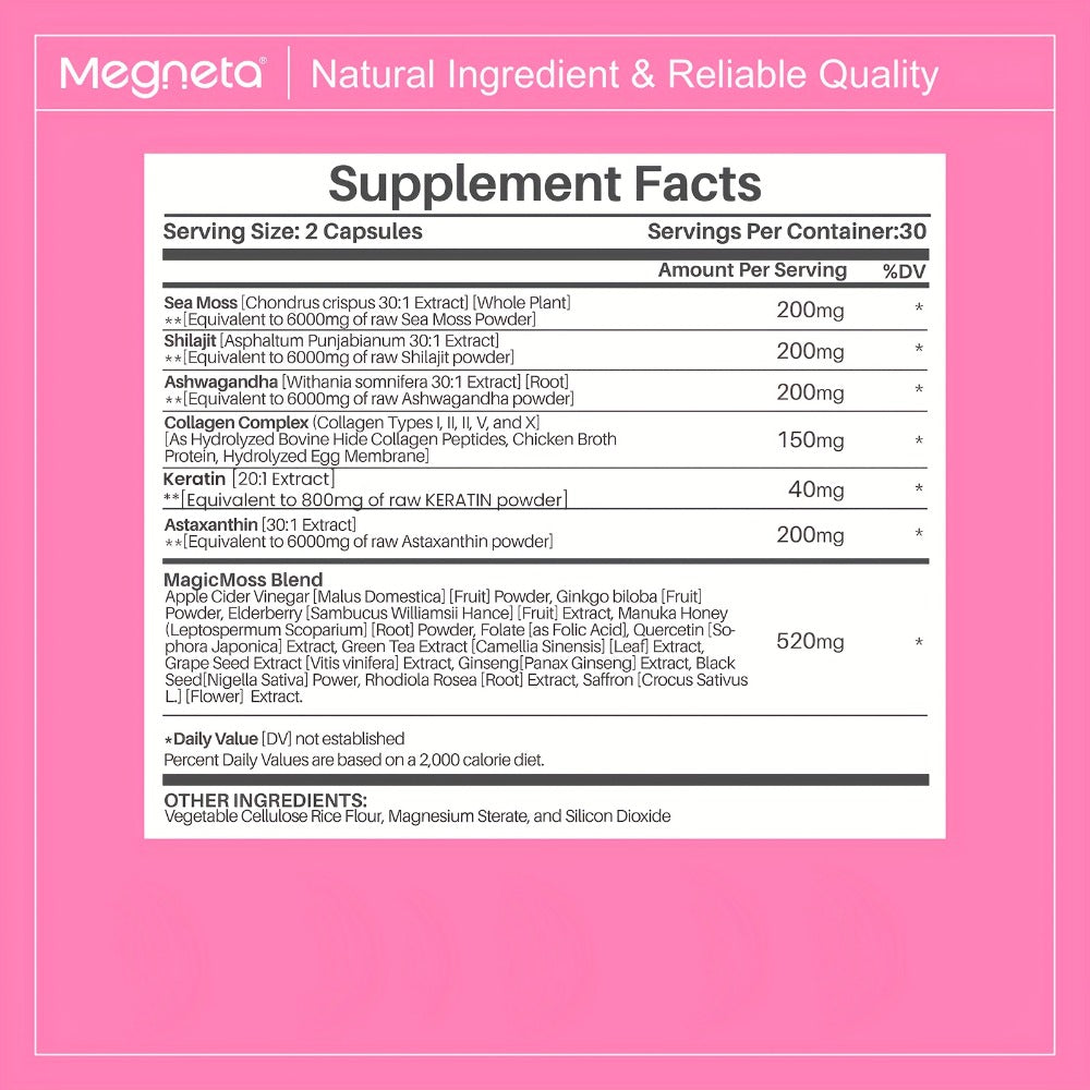 Sea Moss & Ashwagandha Women's Energy Supplement 20-in-1 with Shilajit - Hormonal Balance, Focus