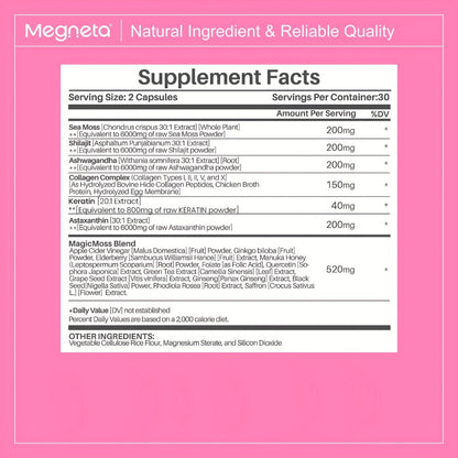 Sea Moss & Ashwagandha Women's Energy Supplement 20-in-1 with Shilajit - Hormonal Balance, Focus