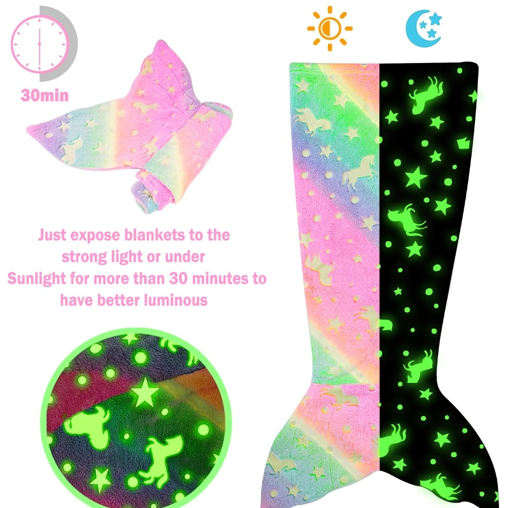 Mermaid Tail Sleeping Bag Blanket for Kids & Adults - Flannel 200GSM Anti-Kick Cozy Bed Cover
