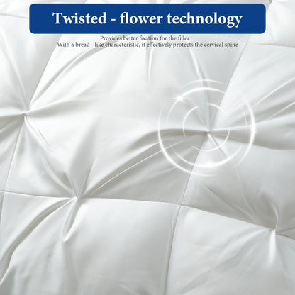 Bed Pillow Set of 2 with 900g Polyester Fill, Twisted-Flower Quilting and Adjustable Zipper