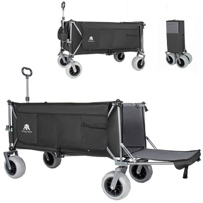 Folding Wagon 52 Inch Utility Cart Collapsible Beach Wagon with Frame for Garden Sports Camping Outdoor