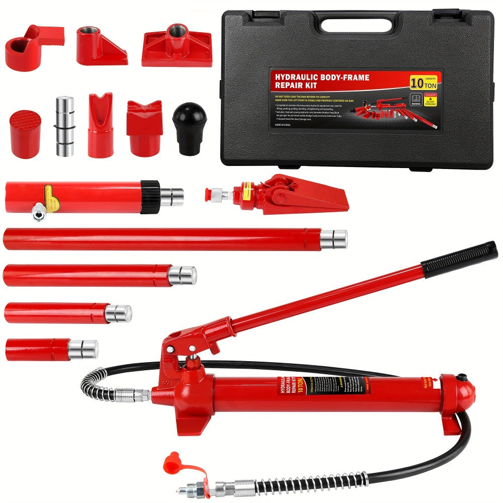 Porta Power Hydraulic Jack Kit 4 / 10 / 20 Ton, High Carbon Steel Body Repair Ram Set for Pulling Pushing Lifting Bending Straightening