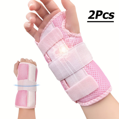 Wrist Brace with Double Splint Support & Triple Compression – 1 Pair Breathable Hook-and-Loop Wrist Guard for Sports
