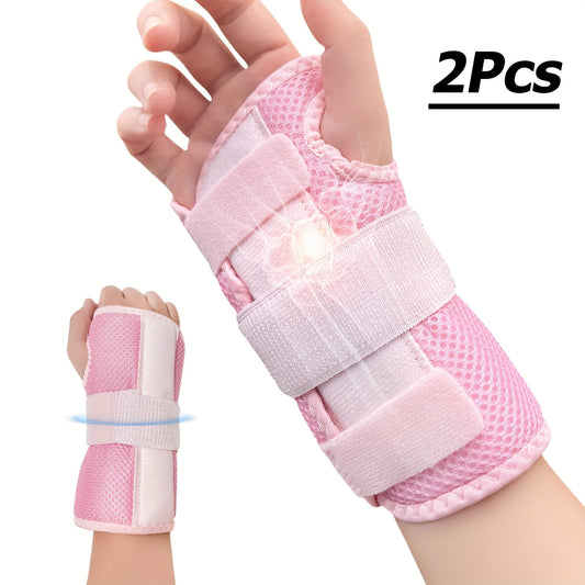 Wrist Brace with Double Splint Support & Triple Compression – 1 Pair Breathable Hook-and-Loop Wrist Guard for Sports