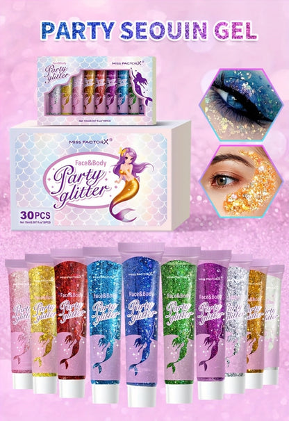 Holographic Glitter Gel Set 10 Colors Cosmetic Grade Face Body Makeup – Festival Rave Cosplay Anime