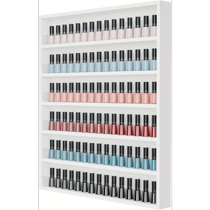 Nail Polish Rack Wall Mount Organizer 6-Tier & 10-Tier with Acrylic Baffle, Salon Display Shelf for Nail
