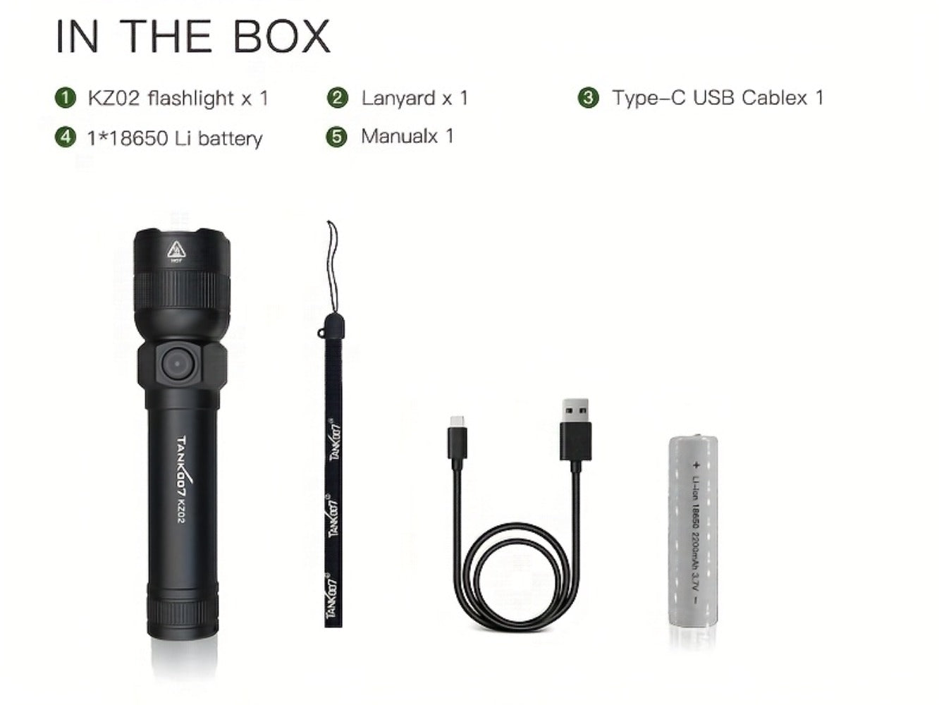 Mini LED Flashlight 18650 Rechargeable Battery, Adjustable Focus & Brightness Zoomable Compact Torch