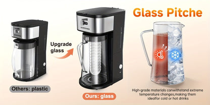 Iced Tea & Coffee Maker 3 QT Pitcher with Reusable Filter Basket, Adjustable Brew Strength, Cold Brew Machine for Iced Tea