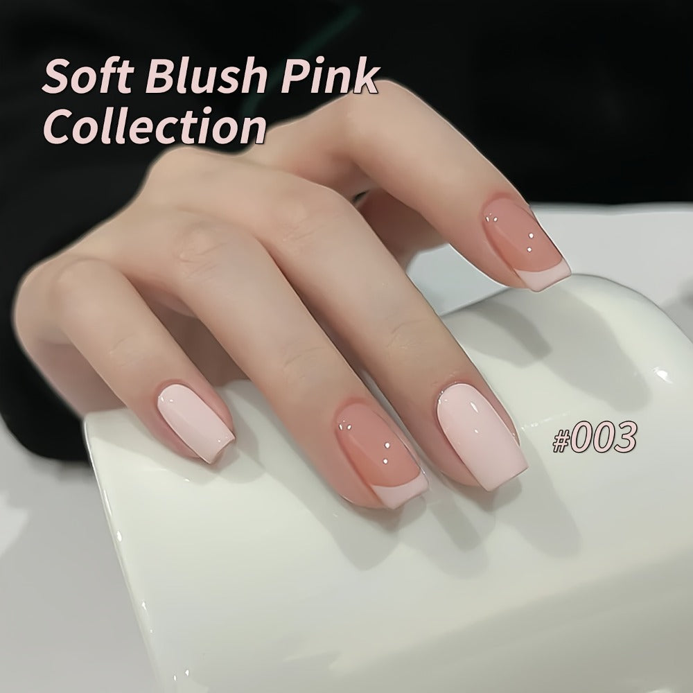 Gel Nail Polish 8-Color Gentle Pink Set in 0.51oz Bottles with Shades 001-008 and LED Soak-Off Cure for Nail Art