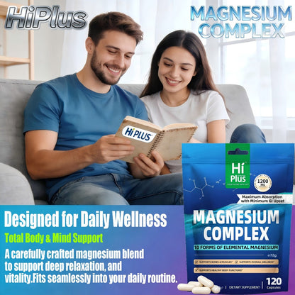 Magnesium Glycinate Complex 1200mg 10-in-1 Full Spectrum Vegan Capsules for Deep Sleep Calm Anxiety Heart Bone & Nerve Health