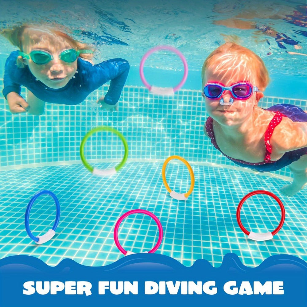 Diving Rings Pool Toys for Kids 8 Pack, Colorful Sinking Dive Rings Underwater Swimming Training Set for Boys & Girls