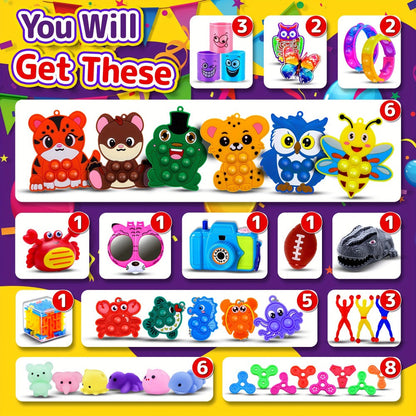 Bulk Party Favor Toys 1000-1200 Pcs, Fidget Toy Pack for Kids, Classroom Prizes, Goodie Bag Fillers