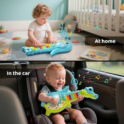 Educational Piano Guitar Toy for Toddlers 1-2 Years, Baby Musical Toy with Animal Sounds & Lights