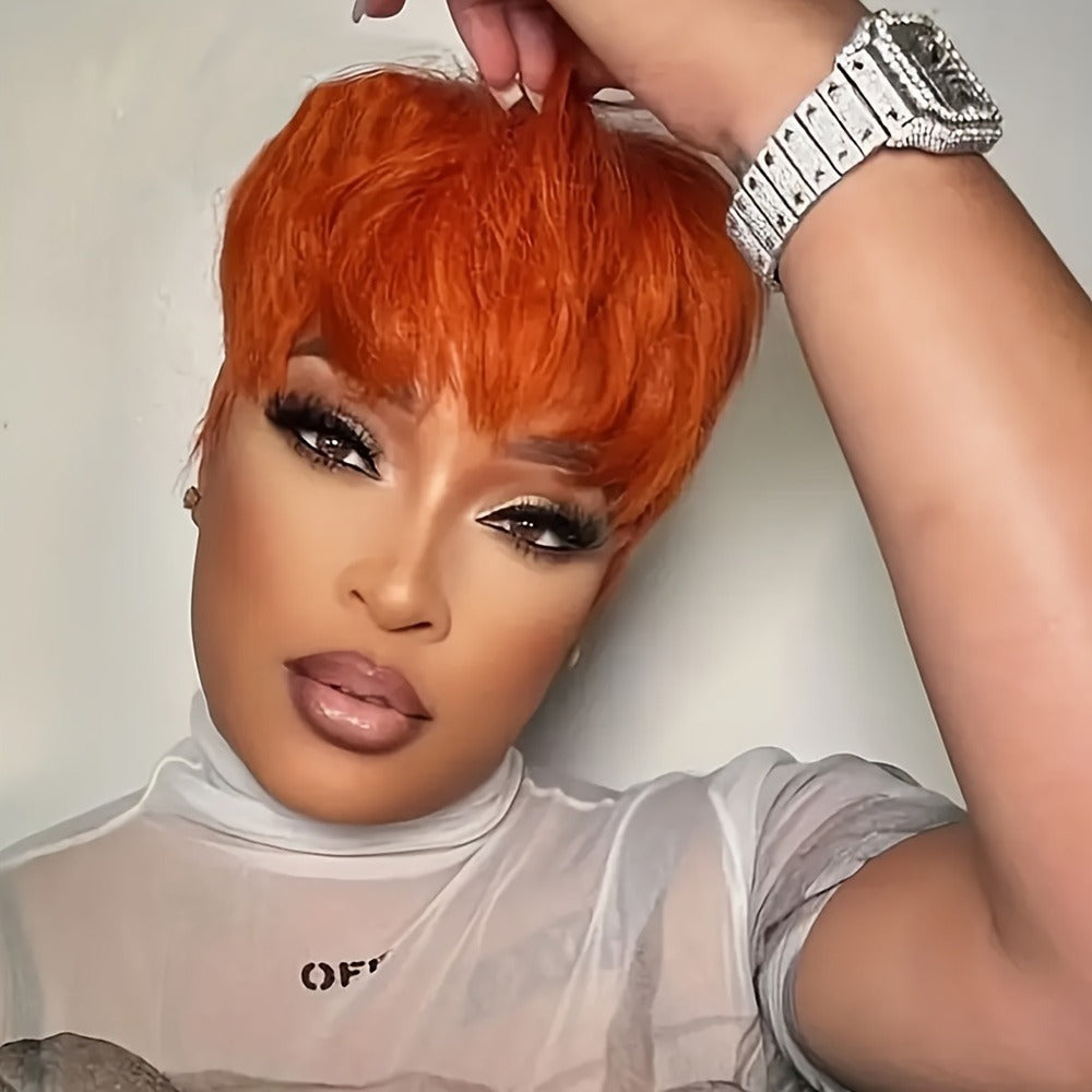 Synthetic Wig 4-Inch Layered Pixie Cut with Bangs in Six Color-Code Options for Cosplay with Model-Specific Color, Length and Cap Options