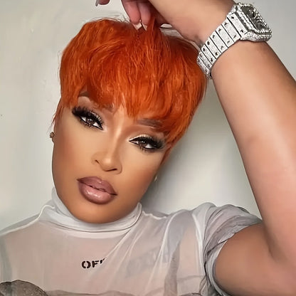 Synthetic Wig 4-Inch Layered Pixie Cut with Bangs in Six Color-Code Options for Cosplay with Model-Specific Color, Length and Cap Options