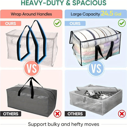 Moving Bags Oversized Storage Tote with Reinforced Handles for Clothes Packing and Moving Supplies