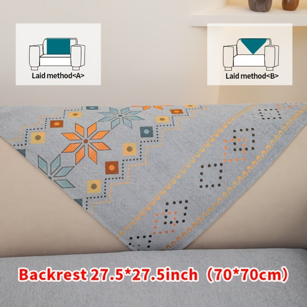 Sofa Cover Bohemian Chenille Jacquard Knit Sections for Seat, Armrest or Backrest with Model-Specific Size and Color Options