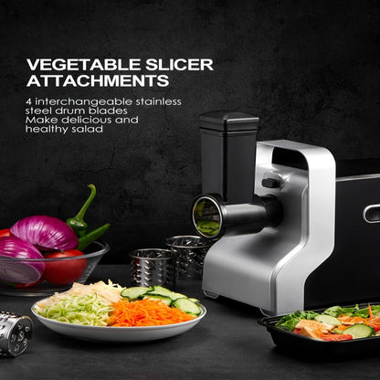 Electric Meat Grinder 5-in-1 with Sausage Stuffer Vegetable Slicer Tomato Juicer Kubbe Kit 3 Grinding Plates 3 Speed Settings per Min